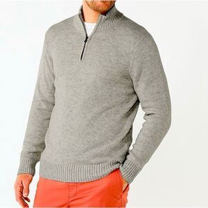 Sonoma Goods For Life Quarter Zip Sweater gray mock neck turtleneck mens L